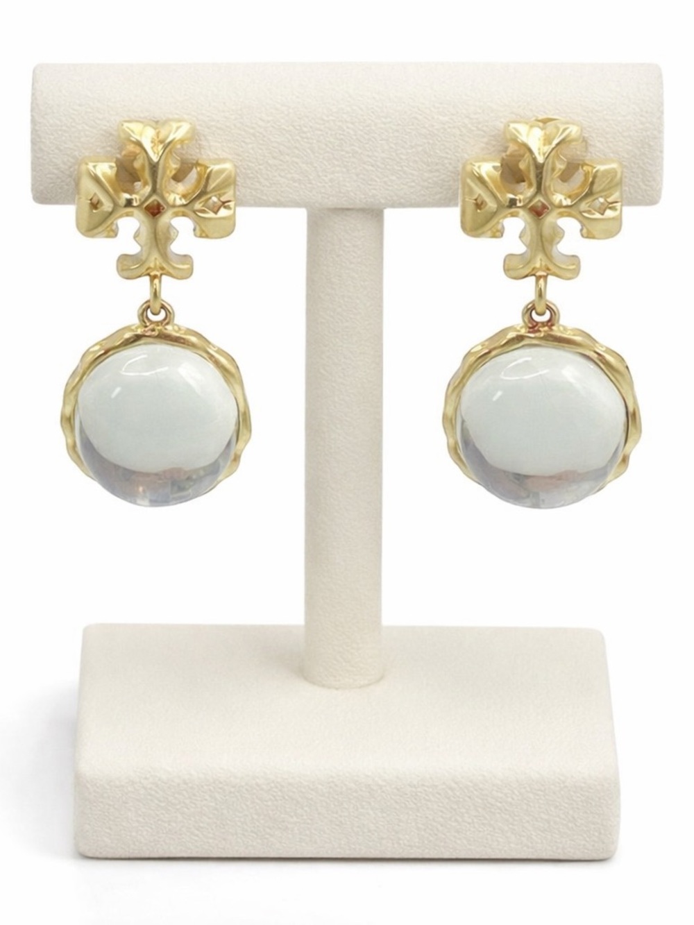 Tory Burch Roxanne clear stone drop earrings in gold. NWOT - Picture 2 of 6